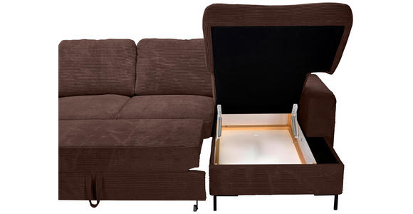 WOHNLANDSCHAFT Dunkelbraun Cord  - Dunkelbraun/Schwarz, KONVENTIONELL, Textil/Metall (197/303/148cm) - Carryhome