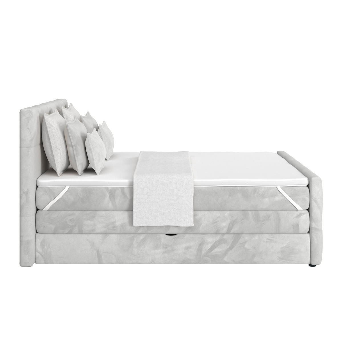 BOXSPRINGBETT 160/200 cm,  in Hellgrau, gepolstertes Kopfteil, Bettkasten, Topper, Matratzen, H3 + H3 = fest  - Hellgrau, KONVENTIONELL, Holz/Holzwerkstoff (160/200cm) - Luca Bessoni