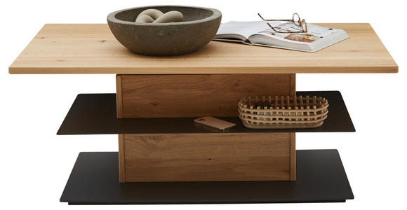 COUCHTISCH in Holz, Metall 120/70/47,6-66,9 cm - Wildeiche/Schwarz, Natur, Holz/Metall (120/70/47,6-66,9cm) - Valnatura