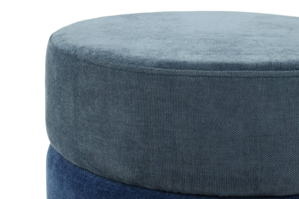 HOCKER Struktur Blau, Goldfarben  - Blau/Goldfarben, Basics, Textil/Metall (48,5/46/48,5cm) - Kayoom