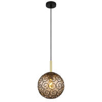HÄNGELEUCHTE 25/120 cm  - Goldfarben/Schwarz, KONVENTIONELL, Kunststoff/Metall (25/120cm) - Globo