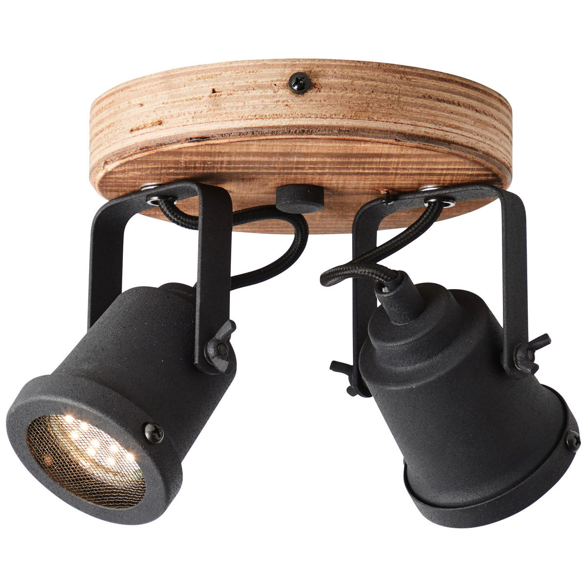 DECKENLEUCHTE     - Schwarz/Braun, Natur, Holz/Metall (13/21/16cm) - Brilliant