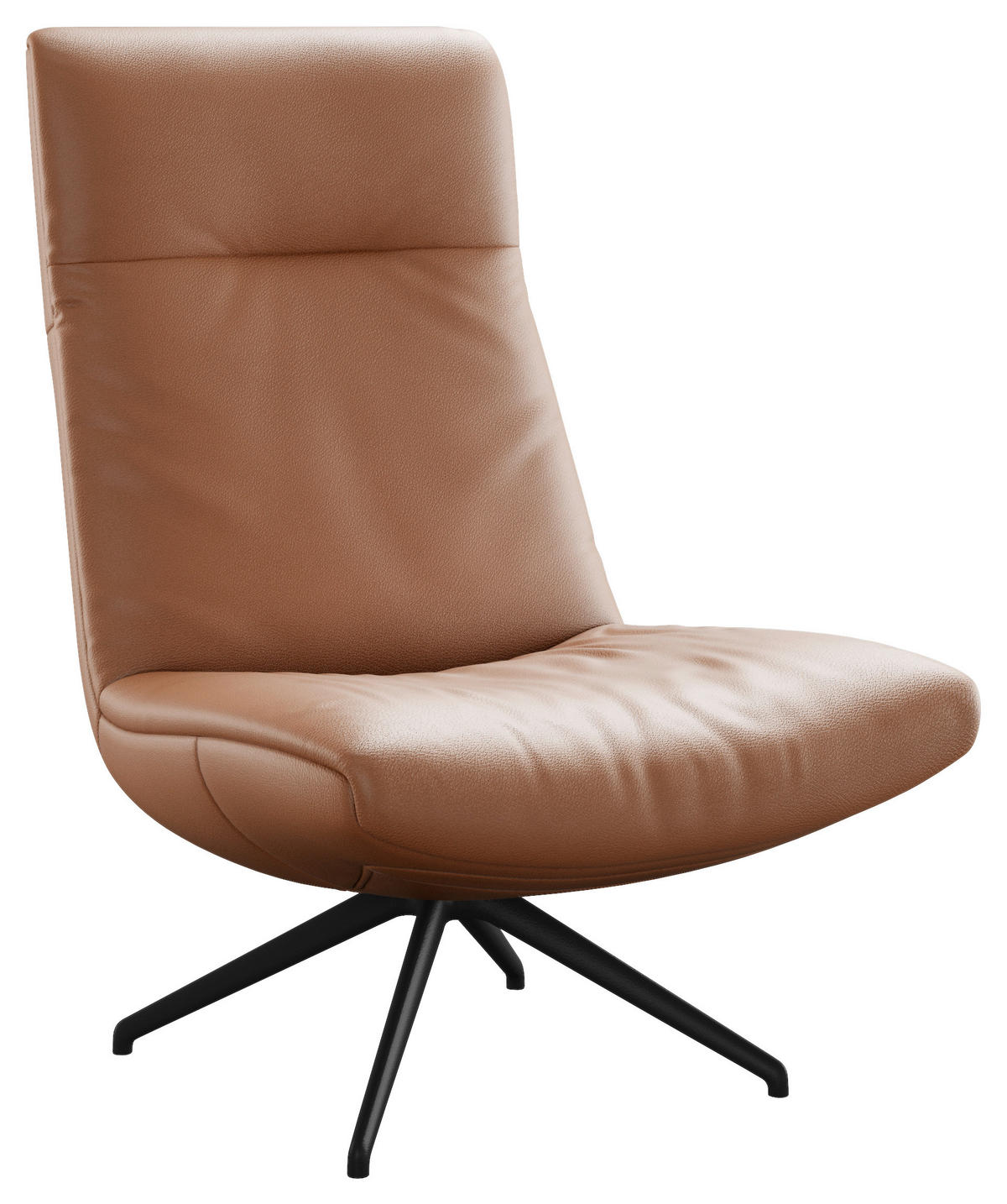 SESSEL in Echtleder Cognac  - Cognac/Schwarz, Modern, Leder/Metall (74/105/92cm) - Johann Jakob