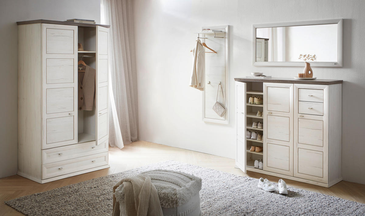 CIPŐSSZEKRÉNY 133,4/123/42,5 cm  - nikkelszínű/fehér, Lifestyle, műanyag/faalapú anyag (133,4/123/42,5cm) - Hom`in