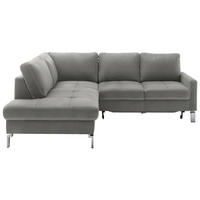 ECKSOFA Mikrofaser Grau  - Chromfarben/Beige, Design, Textil/Metall (200/229cm) - Pure Home Lifestyle