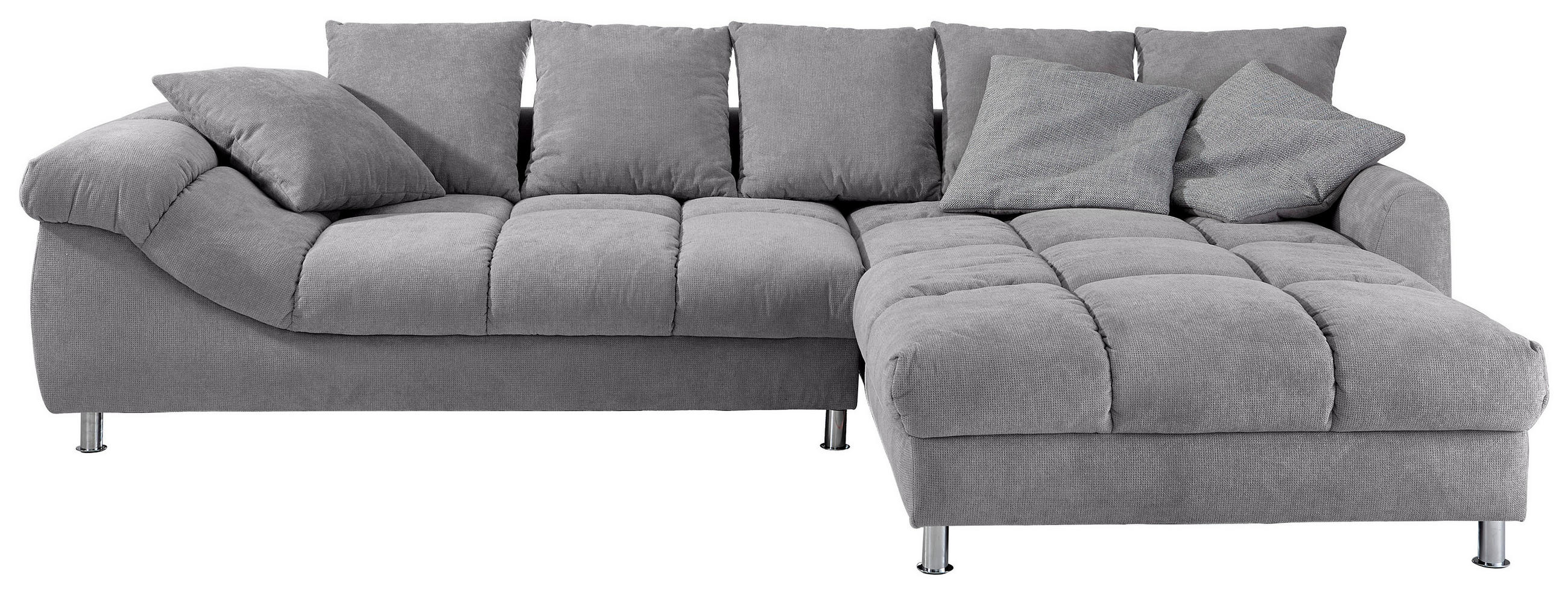 ECKSOFA Grau, Silberfarben Webstoff  - Silberfarben/Grau, Design, Textil/Metall (337/228cm) - Carryhome