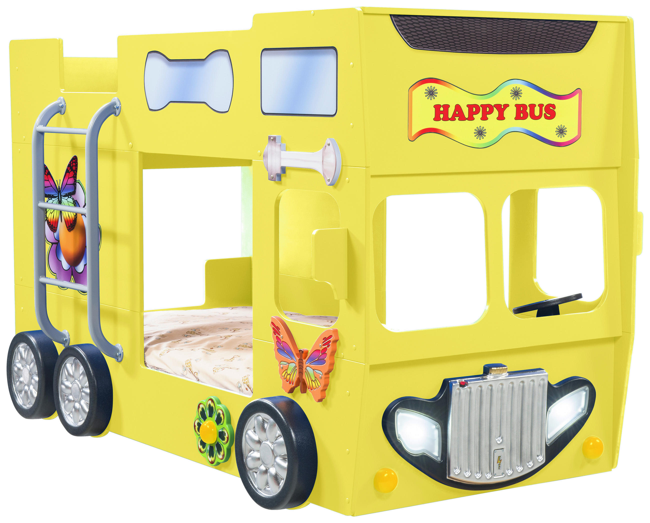 Autobett Happybus Doppeldecker Gelb
