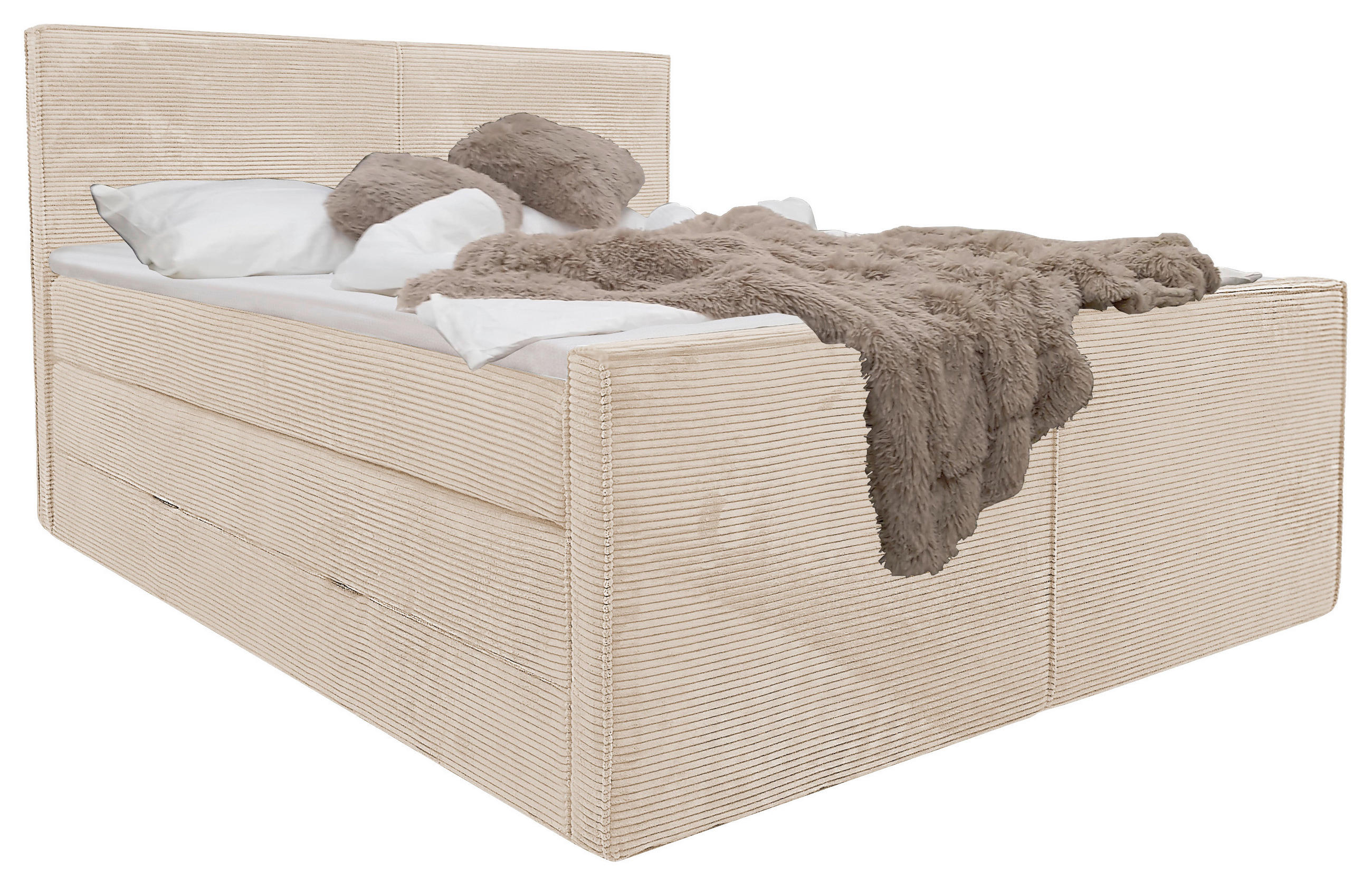 BOXSPRINGOVÁ POSTEĽ, 140/200 cm, béžová - béžová, Modern, textil (140/200cm) - Livetastic