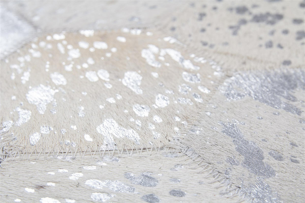 POUF in Grau, Silberfarben Leder  - Silberfarben/Grau, Design, Leder (45/45/45cm) - Kayoom