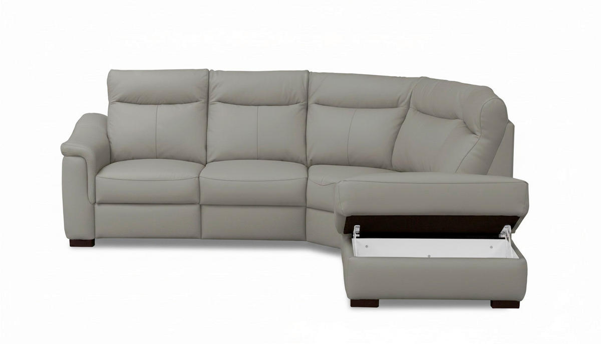 ECKSOFA Echtleder Schlammfarben  - Wengefarben/Schlammfarben, Design, Leder/Holz (260/229cm) - Livetastic