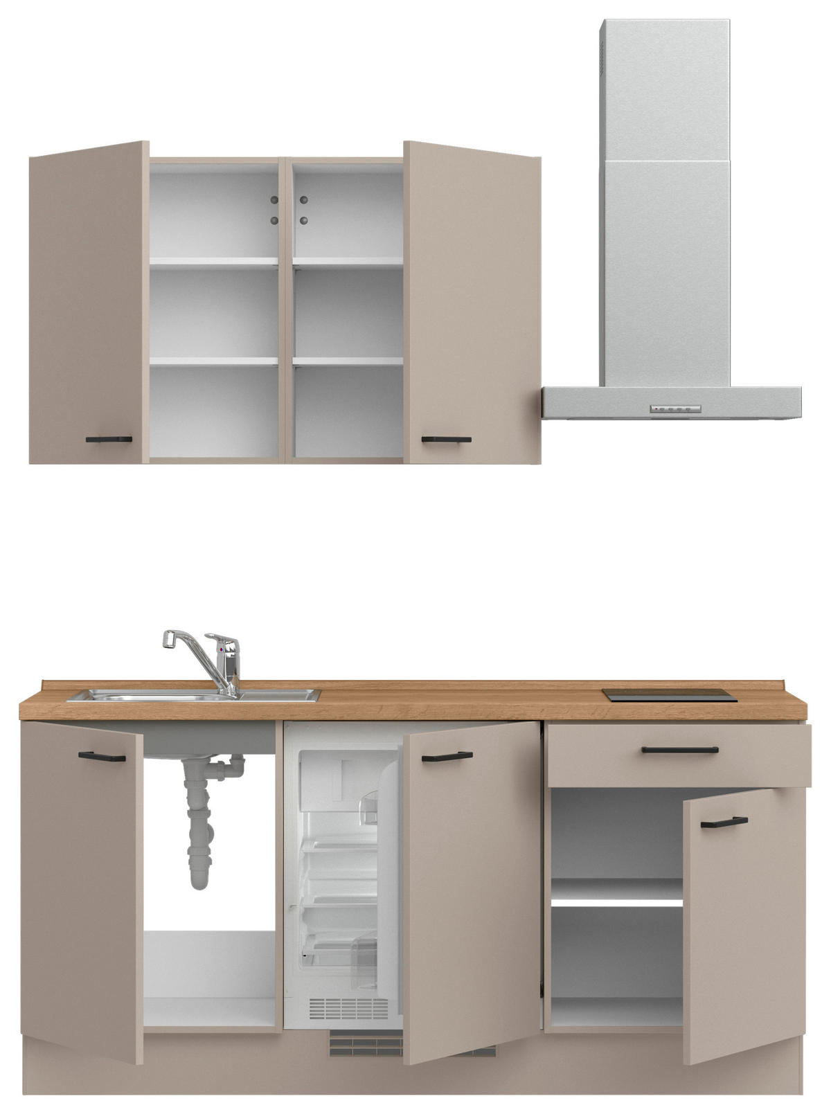 KÜCHENBLOCK Easytouch 180 cm  in Eichefarben, Sandfarben  - Sandfarben/Eichefarben, MODERN, Holzwerkstoff/Metall (180cm) - Nobilia