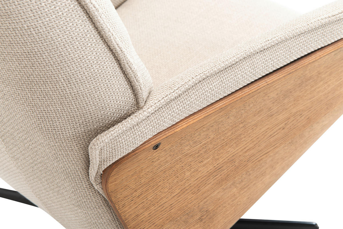 RELAXFÅTÖLJ i trä, metall, textil ekfärgad, beige  - beige/svart, Klassisk, metall/trä (67/101/80cm) - Welnova