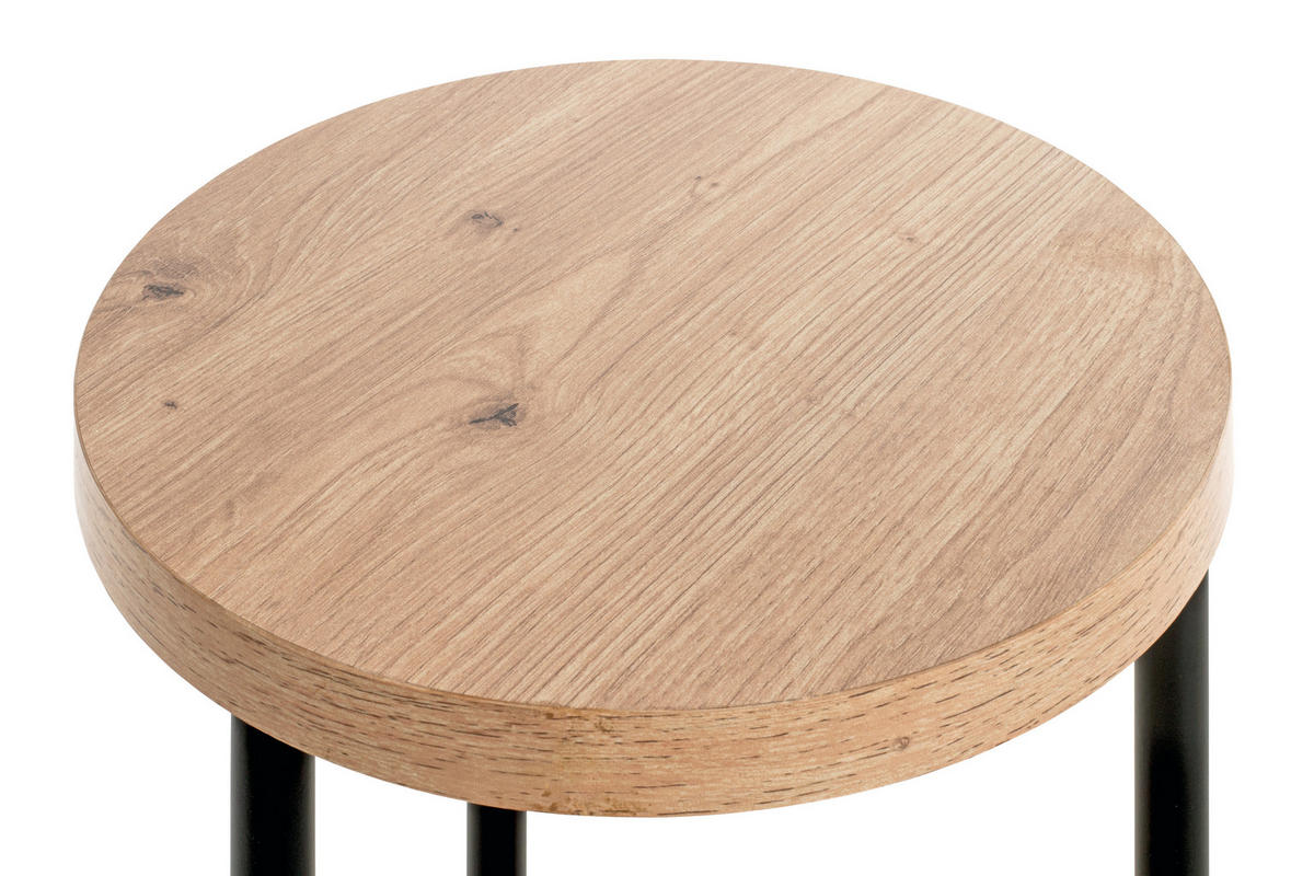 BEISTELLTISCH 30/30/50 cm Schwarz, Eichefarben rund  - Eichefarben/Schwarz, Trend, Holzwerkstoff/Metall (30/30/50cm)