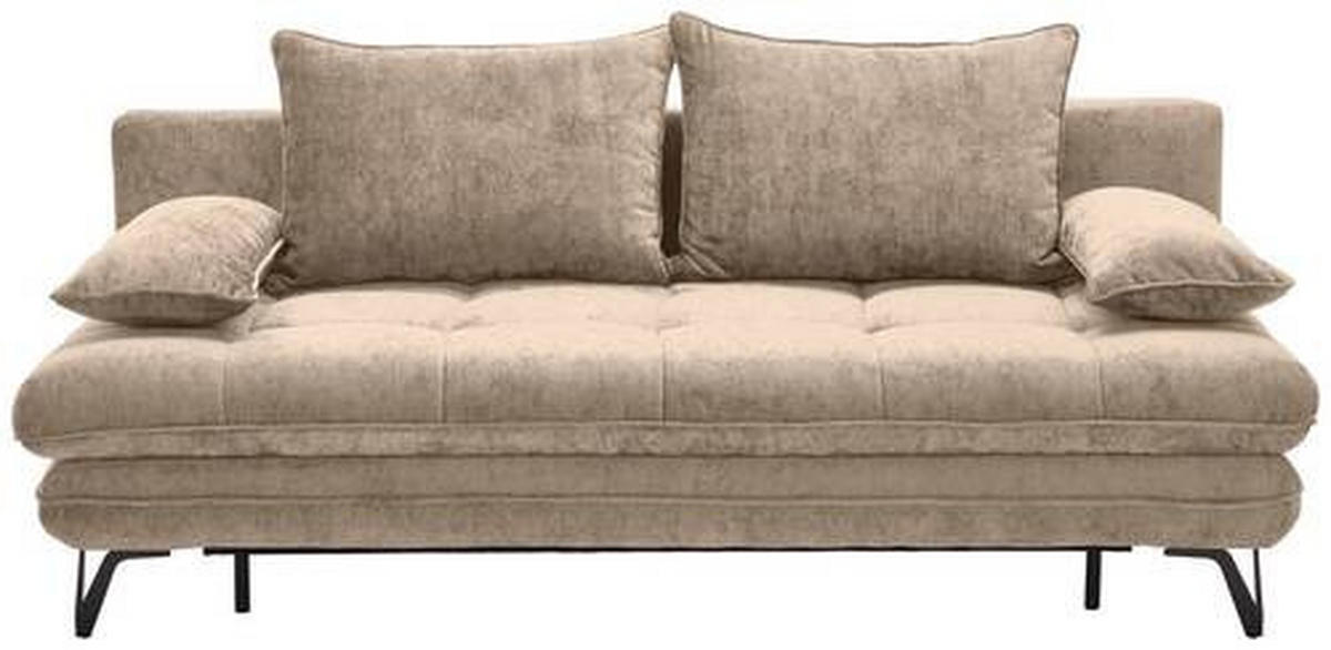 SCHLAFSOFA Samt Beige  - Beige/Schwarz, Design, Textil/Metall (205/79-96/85cm) - Novel