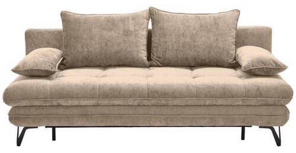 SCHLAFSOFA Samt Beige - Beige/Schwarz, Design, Textil/Metall (205/79-96/85cm) - Novel