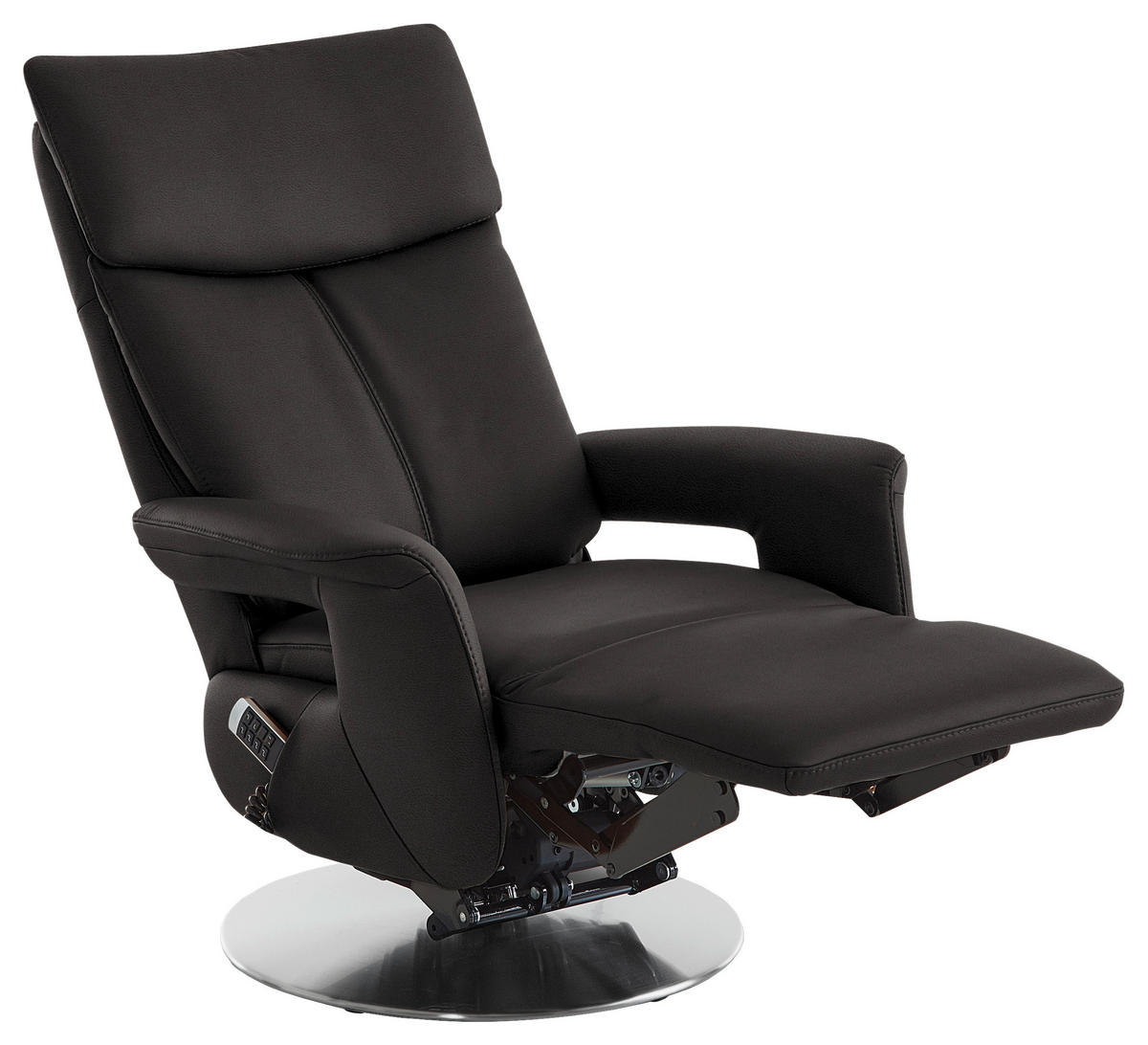 RELAXSESSEL in Leder Dunkelbraun  - Edelstahlfarben/Dunkelbraun, Design, Leder/Metall (78/112/85cm) - Cantus