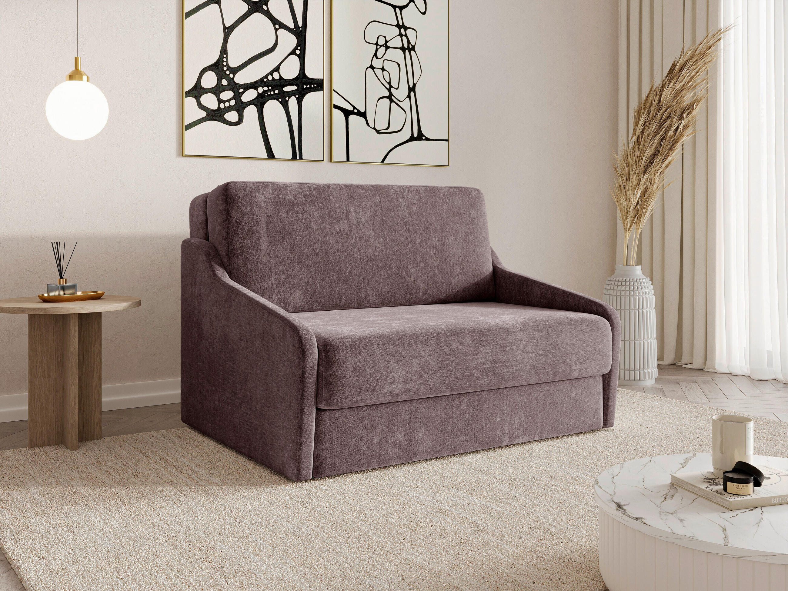 SCHLAFSOFA Bordeaux  - Bordeaux/Schwarz, Design, Kunststoff/Textil (136/86/113cm) - MID.YOU