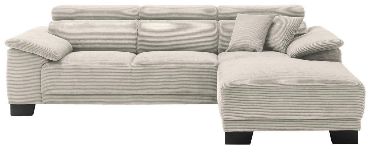 ECKSOFA in Cord Naturfarben  - Schwarz/Naturfarben, Design, Holz/Textil (270/174cm) - Pure Home Lifestyle