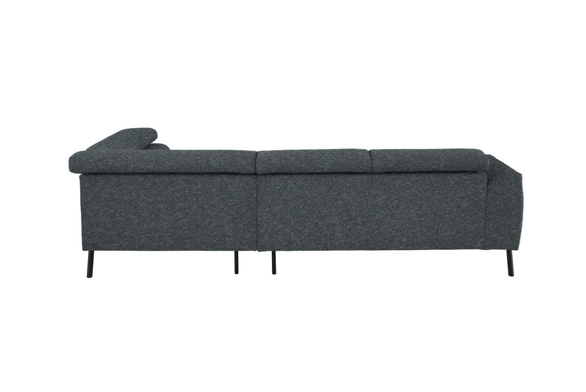 ECKSOFA in Chenille Grau  - Schwarz/Grau, Design, Textil/Metall (280/205cm) - MID.YOU