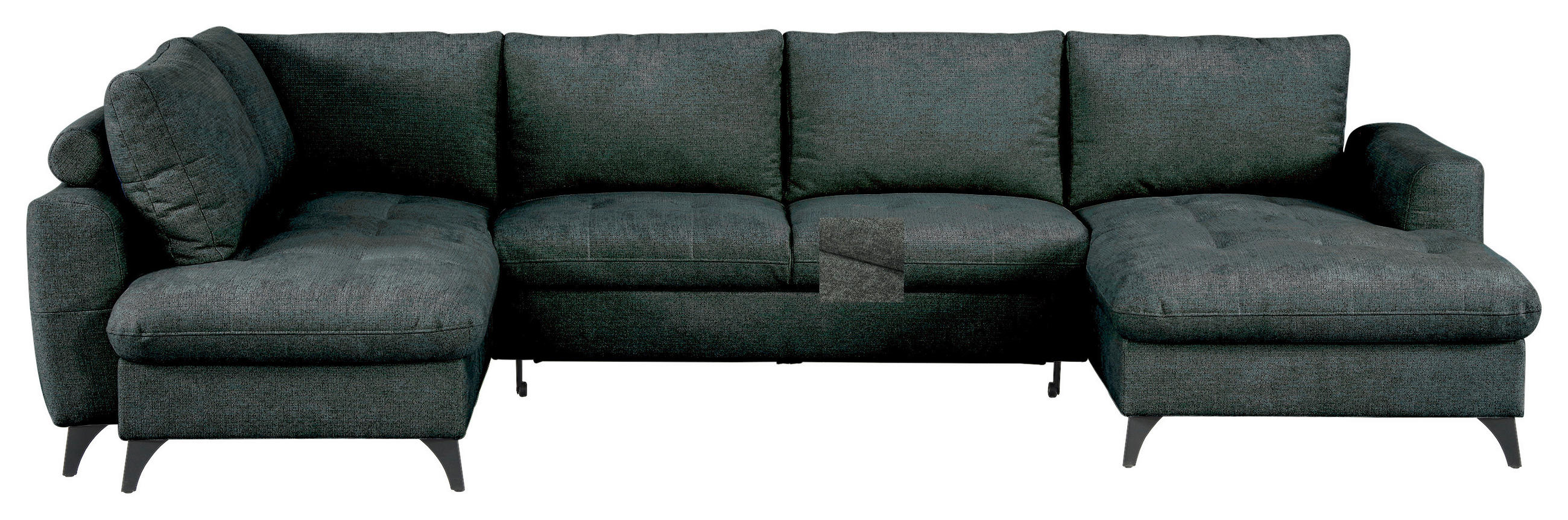 WOHNLANDSCHAFT Grau Chenille  - Schwarz/Grau, KONVENTIONELL, Textil/Metall (188/340/160cm) - Xora