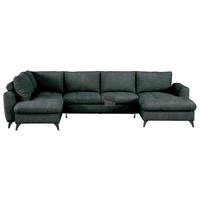 WOHNLANDSCHAFT Grau Chenille  - Schwarz/Grau, KONVENTIONELL, Textil/Metall (188/340/160cm) - Xora