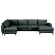 WOHNLANDSCHAFT Grau Chenille  - Schwarz/Grau, KONVENTIONELL, Textil/Metall (188/340/160cm) - Xora