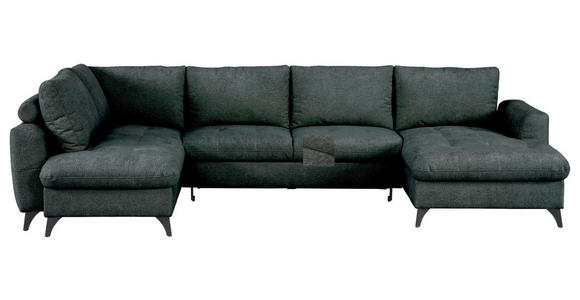 WOHNLANDSCHAFT Grau Chenille  - Schwarz/Grau, KONVENTIONELL, Textil/Metall (188/340/160cm) - Xora