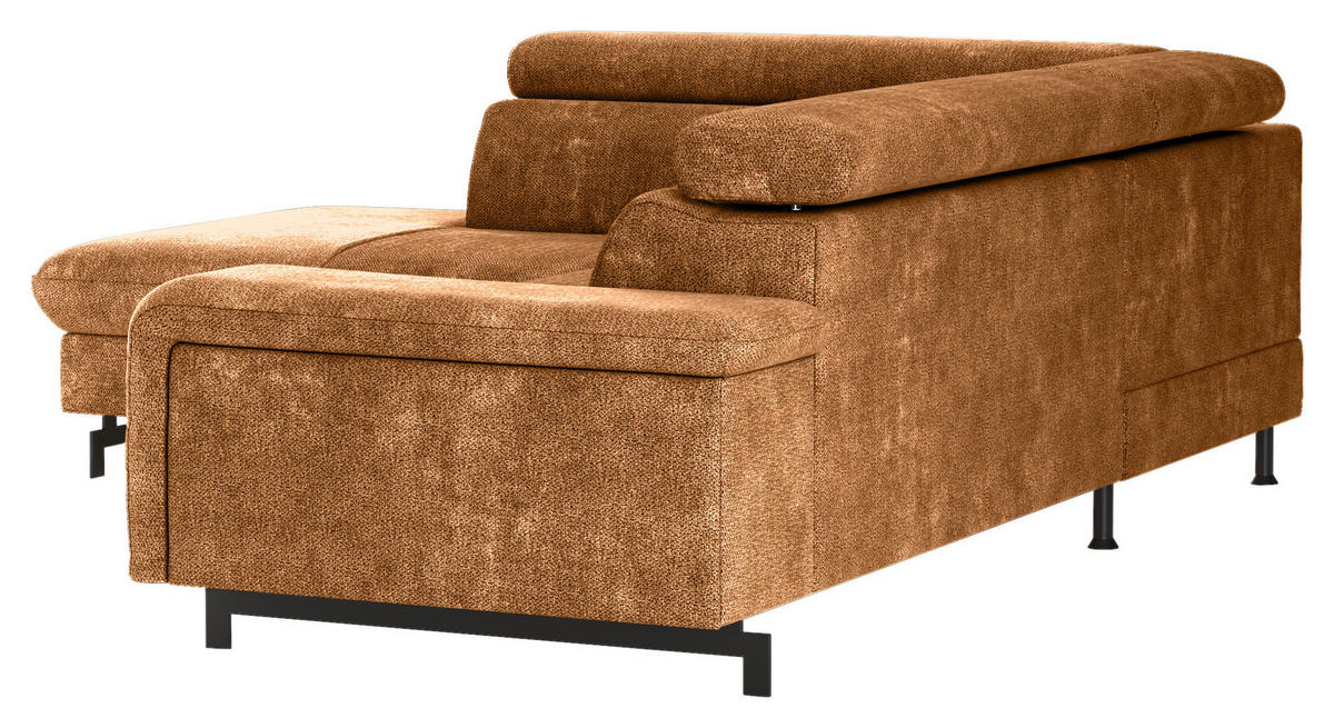 ECKSOFA in Chenille Cognac  - Cognac/Schwarz, Textil/Metall (215/262cm) - MID.YOU