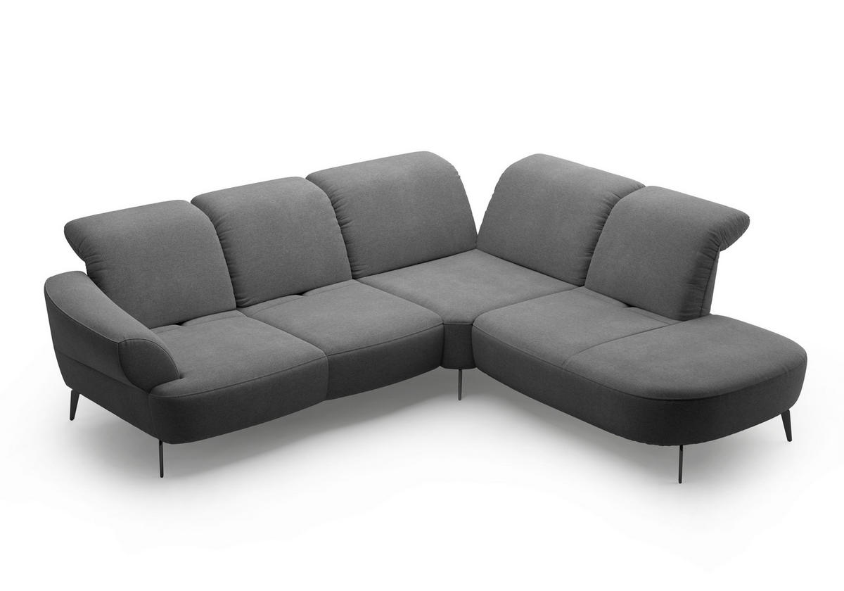 ECKSOFA in Mikrofaser Dunkelgrau  302/270 cm  - Dunkelgrau/Schwarz, MODERN, Textil/Metall (302/270cm) - Sit & More