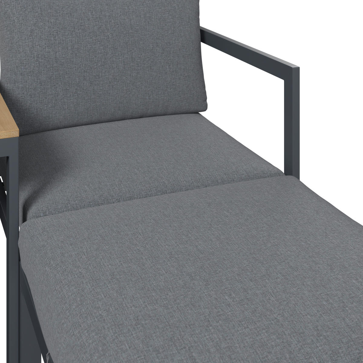 LOUNGEGARNITUR 5-teilig   66/64/65.5 cm Stahl  - Dunkelgrau/Naturfarben, MODERN, Kunststoff/Textil (66/64/65.5cm) - Ambia Garden