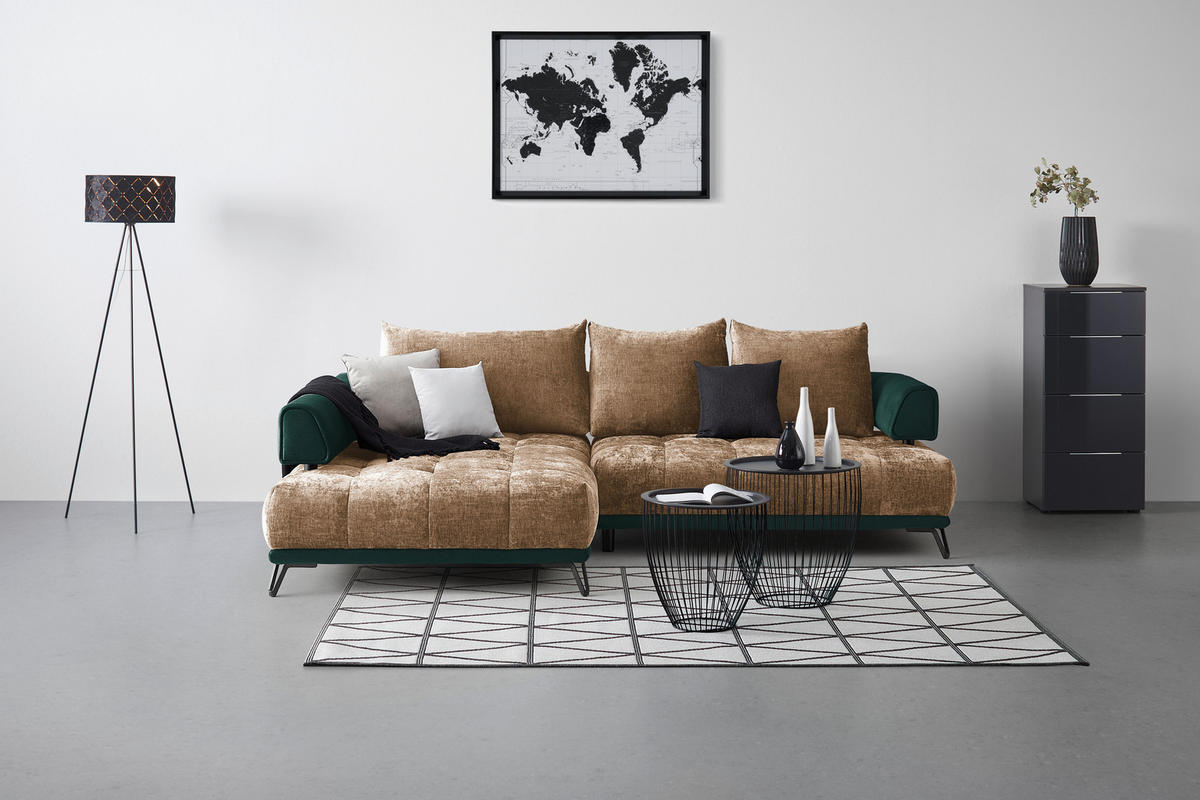 HÖRNSOFFA i beige  - beige/svart, Modern, metall/textil (184/262cm) - MID.YOU