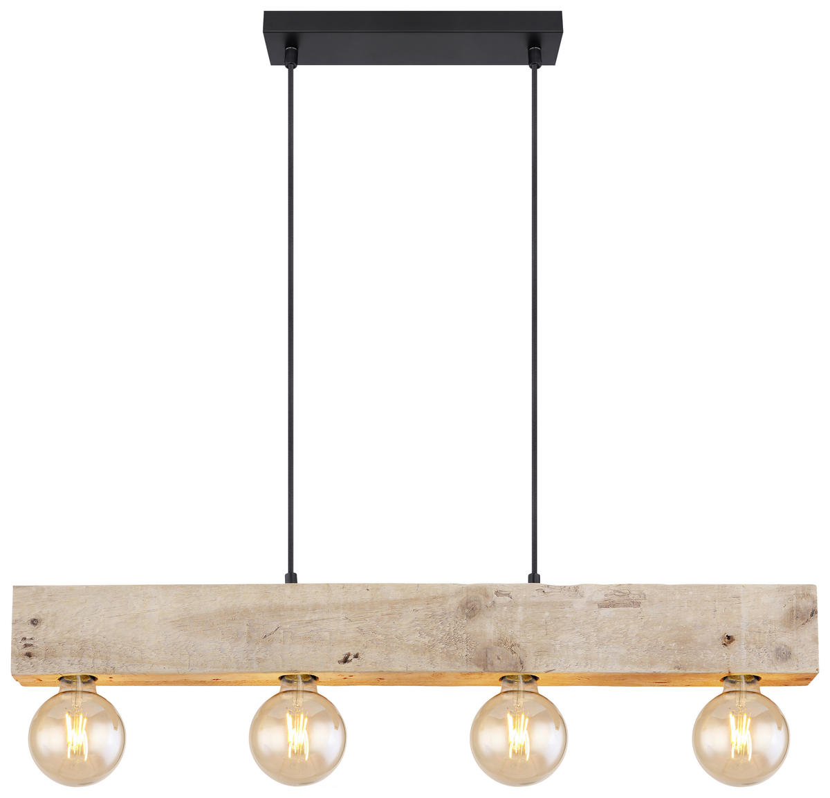 HÄNGELEUCHTE 80/6/120 cm    - Dunkelbraun/Schwarz, Natur, Holz/Textil (80/6/120cm) - Globo