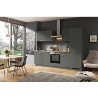KÜCHENBLOCK 280 cm   in Anthrazit  - Edelstahlfarben/Anthrazit, Design, Holzwerkstoff/Metall (280cm) - Welnova