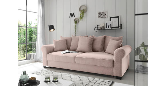 SCHLAFSOFA  mit Stoffauswahl, Liegefunktion, Rücken echt Cord Rosa  - Schwarz/Rosa, KONVENTIONELL, Kunststoff/Textil (250/95/125cm) - Hom`in