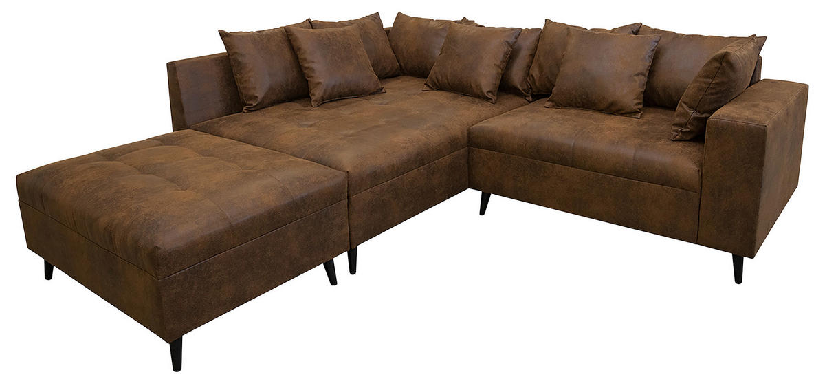 KUTNA GARNITURA tekstil  smeđa   - crna/smeđa, Design, tekstil/drvo (174/247cm) - MID.YOU