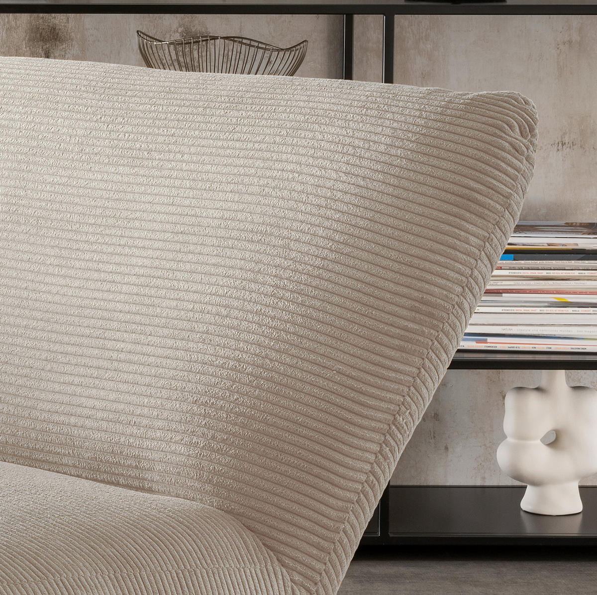 XXL-SESSEL in Cord Beige  - Beige/Schwarz, Trend, Textil/Metall (95/77/94cm) - Livetastic