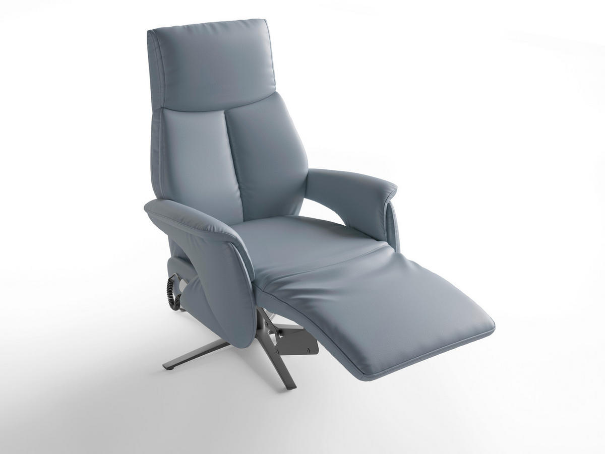 RELAXSESSEL Leder Graublau  - Graublau/Schwarz, Basics, Leder/Metall (75/110/85cm) - Sit & More