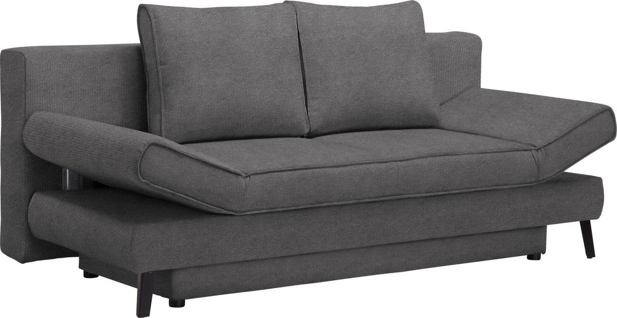 SCHLAFSOFA in Webstoff Dunkelgrau  - Dunkelgrau/Schwarz, Design, Textil/Metall (200/85/90cm) - Xora
