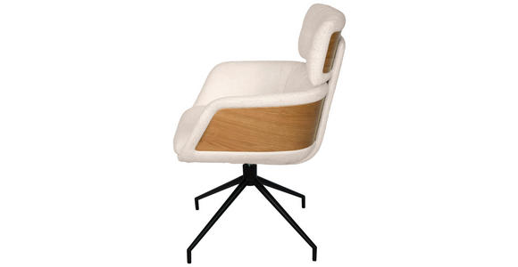ARMLEHNSTUHL  Wippfunktion, Sitzfläche 360° drehbar, automatische Rückholfunktion Webstoff  - Eichefarben/Creme, Design, Holz/Textil (62/92/66cm) - Dieter Knoll