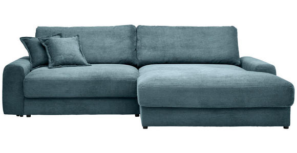 ECKSOFA in Cord Graublau  - Graublau/Schwarz, MODERN, Kunststoff/Textil (300/180cm) - Carryhome