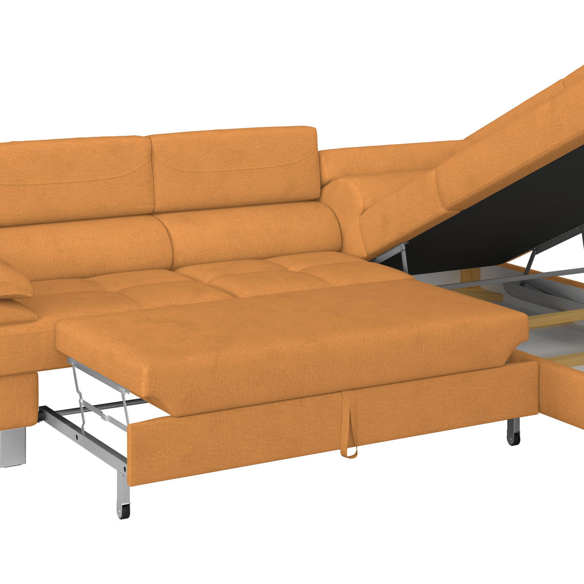 HÖRNSOFFA i dräll orange  - orange, Modern, metall/textil (270/230cm) - MID.YOU