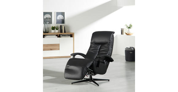 RELAXSESSEL in Metall, Textil, Leder Schwarz, Alufarben - Schwarz/Alufarben, Design, Leder/Textil (68/114/86cm) - Cantus