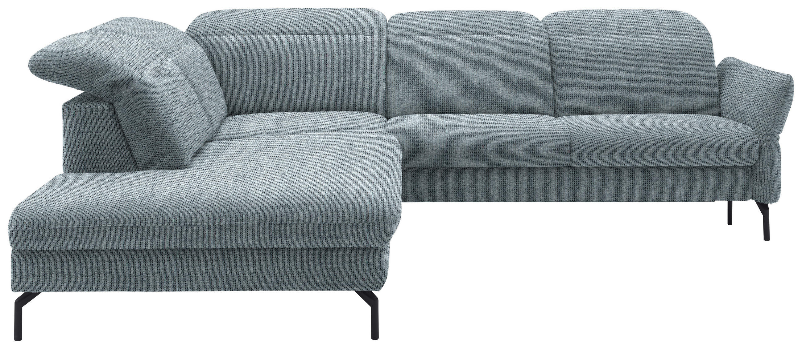 ECKSOFA in Flachgewebe Hellblau  - Schwarz/Hellblau, Design, Textil/Metall (233/299-313cm) - Dieter Knoll