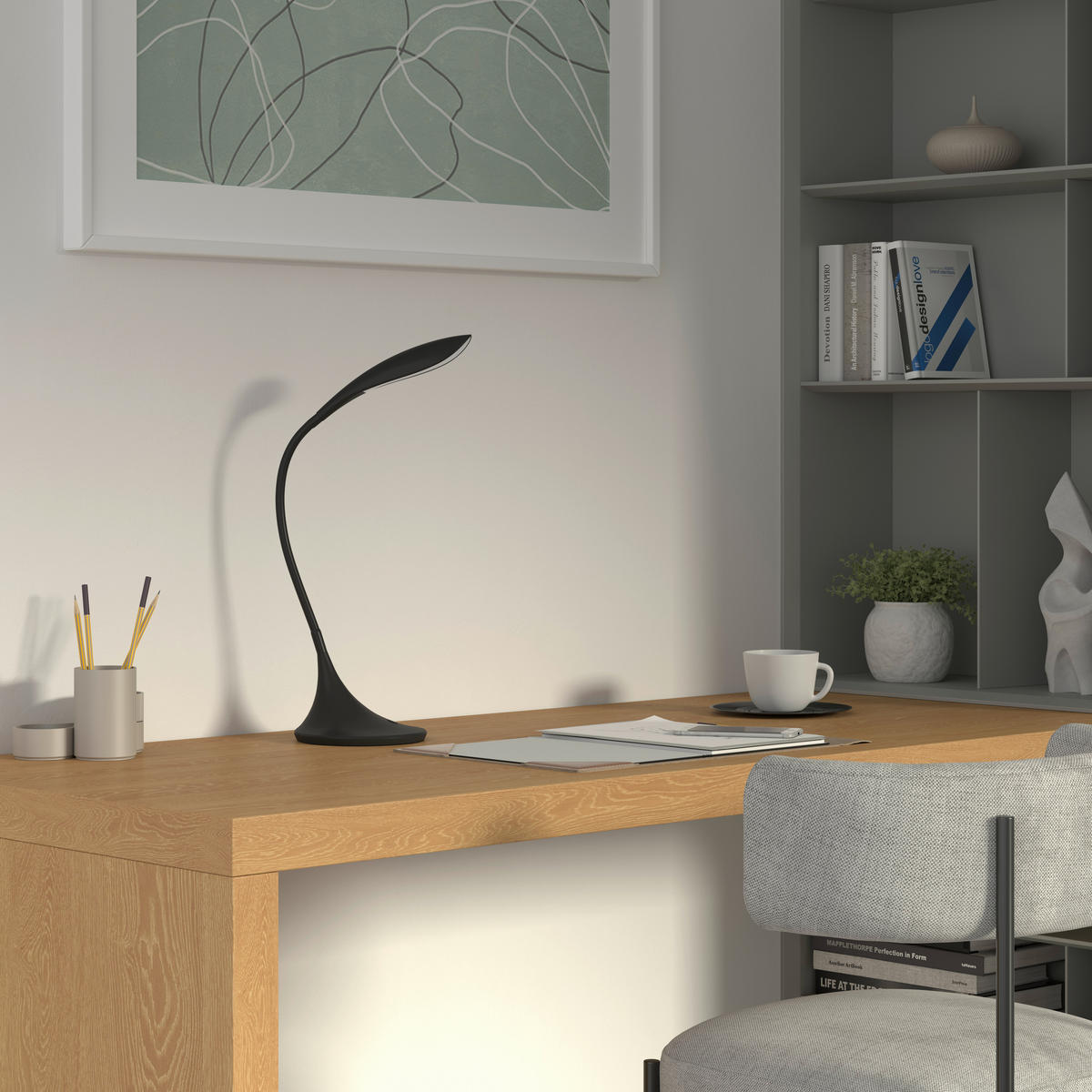 SCHREIBTISCHLEUCHTE 22/17/37,5 cm   - Schwarz, Basics, Kunststoff (22/17/37,5cm) - Novel