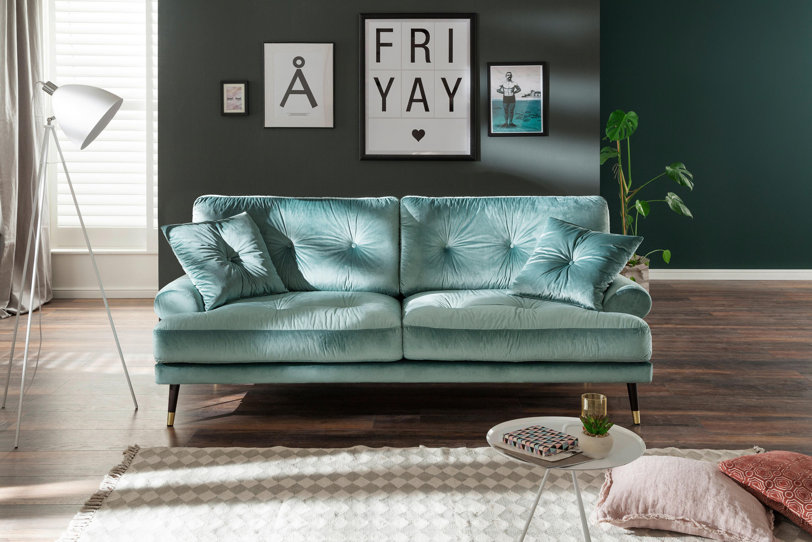 2-SITZER-SOFA TOKIO-2S SOFA Samt Petrol  - Petrol, MODERN, Textil (180/89/100cm) - MID.YOU