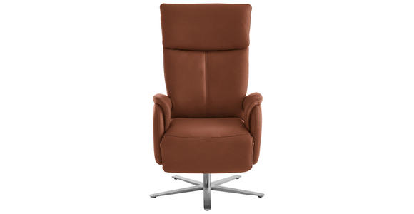 RELAXSESSEL in Leder Cognac - Edelstahlfarben/Cognac, Design, Leder/Metall (70/124/85cm) - Cantus