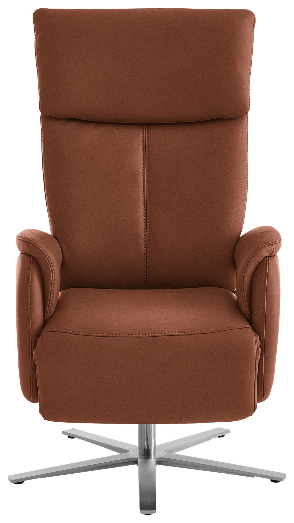 RELAXSESSEL in Leder Cognac  - Edelstahlfarben/Cognac, Design, Leder/Metall (70/124/85cm) - Cantus