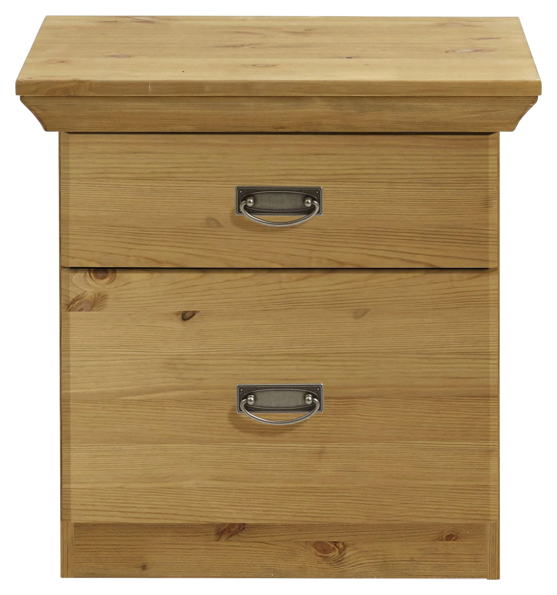 NACHTSCHRANK 58/57/48 cm Kiefer massiv  - Laugenfarbig/Silberfarben, ROMANTIK / LANDHAUS, Holz/Metall (58/57/48cm) - Boxxx