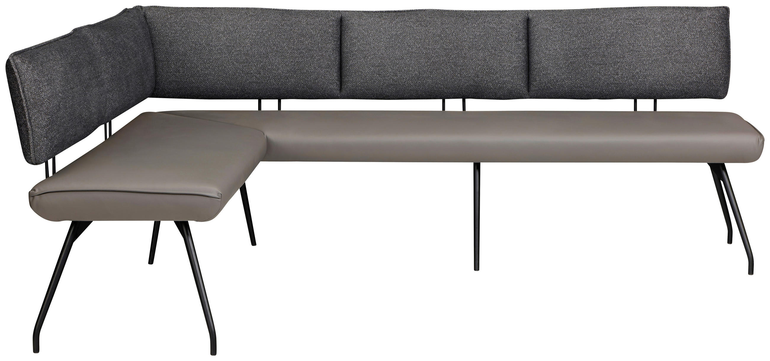 ECKBANK Metall, Textil Anthrazit, Grau, Schwarz  - Anthrazit/Schwarz, Design, Textil/Metall (165/225cm) - Moderano