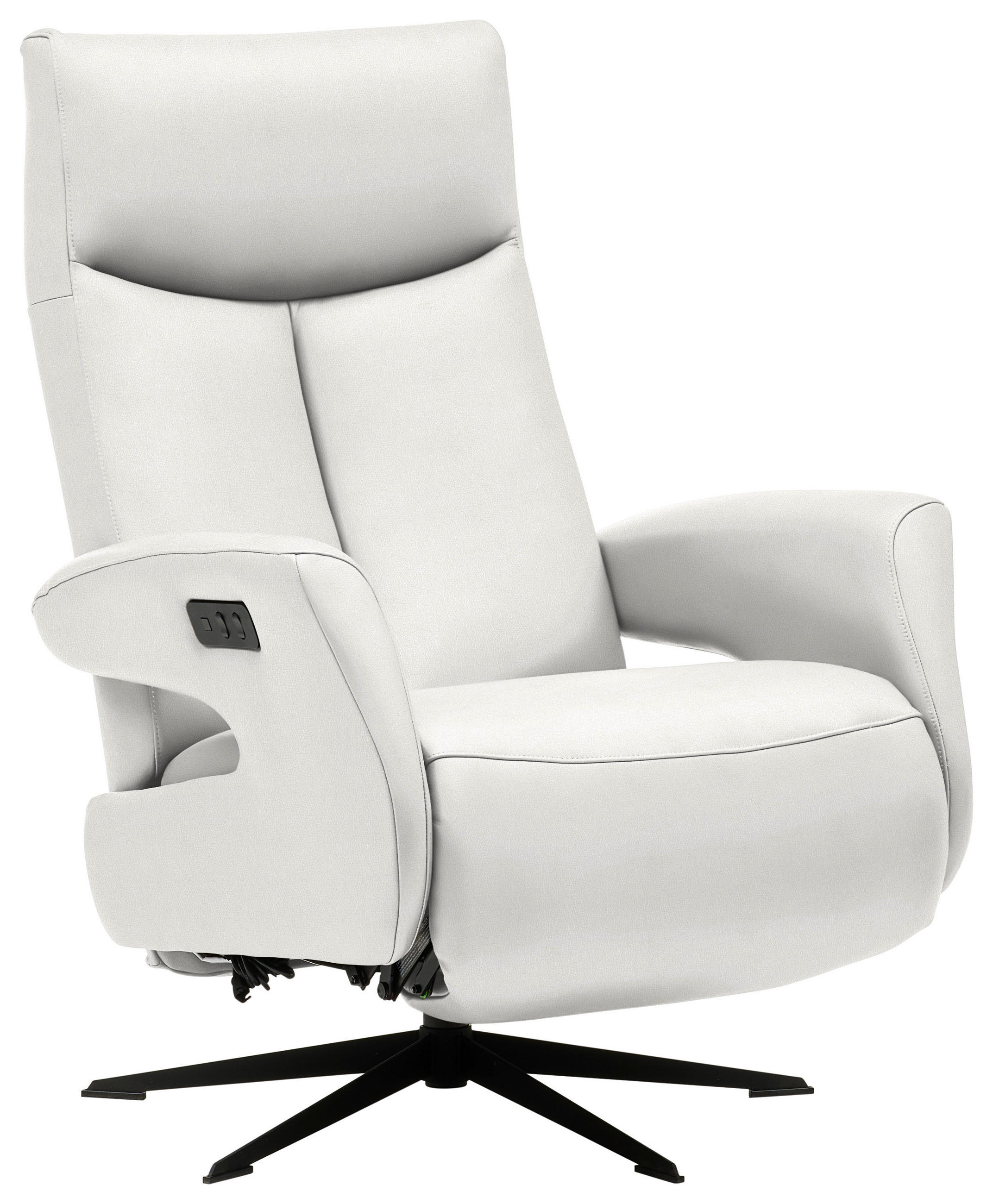 RELAXSESSEL Echtleder Relaxfunktion    - Schwarz/Weiß, Design, Leder/Metall (74/105/82cm) - Welnova